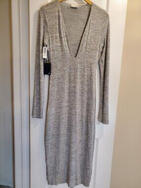 Wilfred Gray Long Sleeve V-Neck Dress
